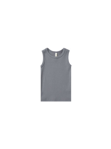 Quincy Mae Organic Ribbed Tank, Washed Indigo